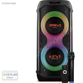 Resim Powerway Duo XL 20x2 Mikrofonlu Taşınabilir Bluetooth Hoparlör 