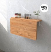 Resim Kydonia Home 45x72 cm Raflı Oval Köşeli Mdf Lam Duvara Monte Kırma Katlanır Masa 