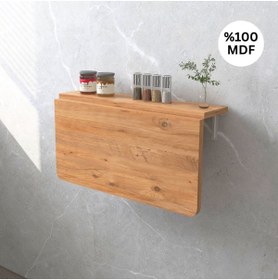 Resim Kydonia Home 45x72 cm Raflı Oval Köşeli Mdf Lam Duvara Monte Kırma Katlanır Masa 