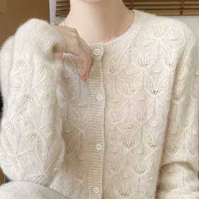 Resim Kadınlar İçin Şık Pembe Oversize Kardigan Ceket - Yumuşak Uzun Kollu Yuvarlak Yaka Düğmeli Blazer, Pembe H-Line Siluet Tüm Sezonlar İçin Günlük ve Resmi Giyim (Kemer Yok) 