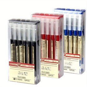 Resim 12'li Japon İnce Uçlu Jel Kalemler, 0.35mm Jel Mürekkepli Tükenmez Kalemler, Plastik Malzeme, Okul ve Ofis Kullanımı için Pürüzsüz Yazma - Siyah, Mavi, Kırmızı Mürekkep Kırtasiye Malzemesi 