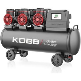 Resim Kobb KBK100S 6.0 Hp 100 L 8 Bar Üç Motorlu Yağsız Sessiz Taşınabilir Hava Kompresörü 