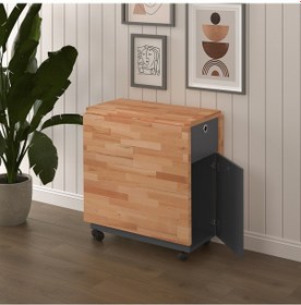 Resim Masif Ahşap Tablalı Katlanır Masa Çalışma Yemek Masası Kayın 