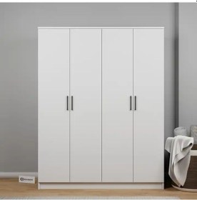 Resim Kardelen Serisi 140 Cm Mat Beyaz 4 Kapılı 5 Raflı Elbise Dolabı Beyaz 