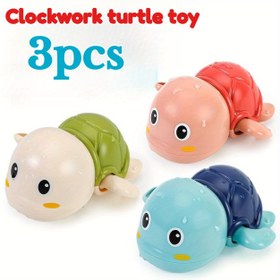 Resim 3 Parça Kurmalı Yüzen Deniz Kaplumbağası Banyo Oyuncak Seti - Güvenli, Toksik Olmayan 1-3 Yaş Bebek Küvet ve Havuz Oyuncağı, Sensoryel Motor Becerik Geliştirme Mekanizması, Kırmızı, Mavi, Yeşil Kaplumbağalar (Yüzme Dersleri, Küvet Oyunu), Çocuklar İçin Eğlenceli Tasarım, Güvenlikli Yapım 