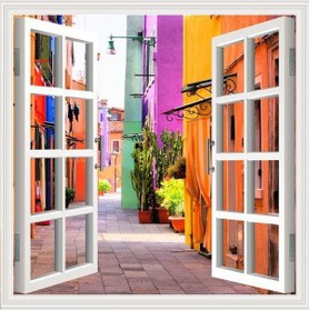 Resim Pencere Poster Duvar Kağıdı Sokak Yapışkanlı Sticker N11.122 