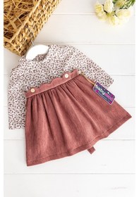 Resim Gömlek Yakalı Kadife Bebek Elbise 001 