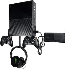 Resim Wall Mount for Xbox One, Wall Mount Kit for Xbox One Original+Power Brick Mount, with Detachable Controller Holder & Headphone Hanger, Xbox One Stand 