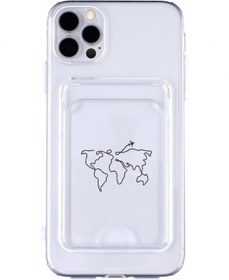 Resim mooodcase Iphone 11 Pro Max Uyumlu Dünya Harita Rotalı Desenli Şeffaf Kamera Korumalı Ve Kartlıklı Telefon Kıl 