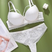 Resim Katı renk dantel Push-Up Kadın Sütyen Seti Derin V Rahat Kadın İç Çamaşırı ve İç Çamaşırı Se 