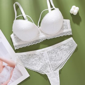 Resim Katı renk dantel Push-Up Kadın Sütyen Seti Derin V Rahat Kadın İç Çamaşırı ve İç Çamaşırı Se 