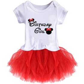 Resim bbays new trend 1-2 Yaş Minnie Mouse Tütü Etek Seti 1-2 Yaz Zıbın Badi Kırmızı Tütü Etek 