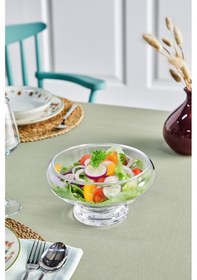 Resim Selen Concept Ay Model Ayaklı El Yapımı Cam Salata Ve Sunum Kasesi Şeffaf 