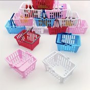 Resim 1/4 adet Mini Alışveriş Arabası Sepeti - Plastik Çift Tutma Simülasyon Sepeti - Depolama ve Depolama için Küçük Hediye Depolama Sepeti 