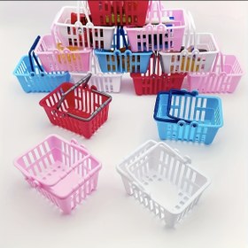 Resim 1/4 adet Mini Alışveriş Arabası Sepeti - Plastik Çift Tutma Simülasyon Sepeti - Depolama ve Depolama için Küçük Hediye Depolama Sepeti 