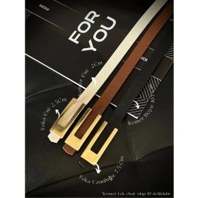 Resim Fiori 3'lü Tasarım Gold Tokalı Ince Kadın Kemeri, Ceket Kemeri, Gömlek Kemeri, Elbise Kemeri 
