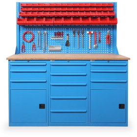 Resim starçelik 11 Çekmeceli Dolaplı Takım Asma Panolu Çalışma Tezgahı (1850x650x1944 mm ) 
