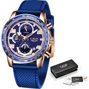 Resim Hanyang Gül Altın Mavi Lıge Erkekler Için Yeni Rahat Deri Izle Su Geçirmez Kuvars Erkek Saatler Üst Marka Lüks Yaratıcı Kol Saati Relogio Masculino Reloj (Yurt Dışından) 