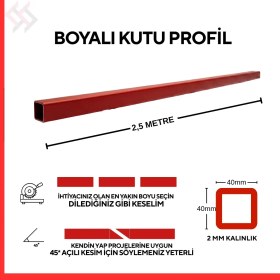 Resim MM DEMİR MARKET 40X40X2 mm Kutu Profil 2.5 Metre | Kaynaklanabilir Çelik Profil | Istenilen Ölçüde ve 45° Açılı Kesim Seçeneği | mm Demir Market 