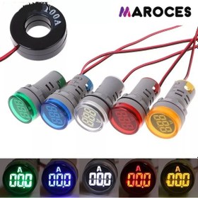 Resim 22Mm Dijital Ampermetre 0-100A Arası Ac Ampermetre Kırmızı 