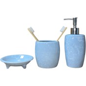 Resim RED SERAMİK Red Seramik No5 Collection 3 Parça Banyo Seti Gri Mermer Desen 