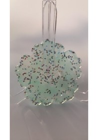 Resim Turkuaz Renkli Gümüş Glitterli Çiçek Desenli Bardak Altlığı Turkuaz 