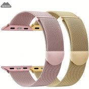 Resim Sunshine022 iOs Watch Uyumlu 38-49mm Manyok Manyetik Kilitli 2li Çelik Bant Seti 