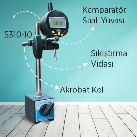 Resim Sevgift 5310 Komparatör Saati ve Manyetik Komparatör Standı Seti 
