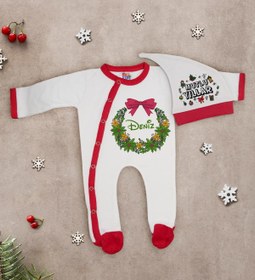 Resim BK Gift Kişiye Özel Yılbaşı Temalı Tulum Zıbın ve Kukuletalı Şapka Seti-9 