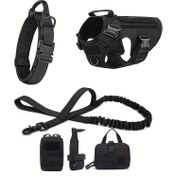 Resim 6 Adet Köpek Ekipman Seti, Taktik Ruff, Çekiş Yok, Ağır Hizmet Martingale Yaka, Tıbbi Pouch, Fermuar Çanta, Su Şişesi Tutucu, Poliamid Malzeme, Tüm Irklar İçin, 121.92cm Uzunluklu Çekiş, Pilsiz 