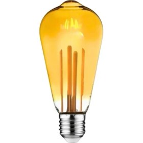 Resim Armut Tasarım E27 Rustik Ampul Vintage Amber (Kırılmaz Plastik Gövde) 