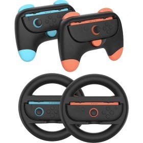 Resim Cosmostech Switch 2 Joy-Con-Wheel Direksiyon & Grip Seti – 4 In 1 Oyun Aksesuar Paketi 