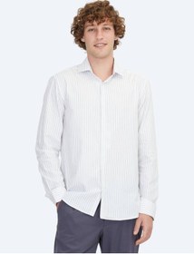 Resim Mavi Regular Fit Dokuma Klasik %100 Pamuk Gömlek Mavi 