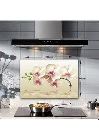 Resim Decorita Krem Orkide | Cam Ocak Arkası Koruyucu | 40cm x 60cm 