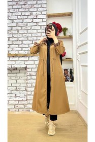 Resim Vibeys Collection Taba Içi Leopar Desenli Ve Kendinden Astarlı Su Geçirmez Kadın Trençkot 