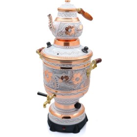 Resim Eriza 6 Litre 220V Elektrikli Işlemeli Bakır Semaver 