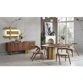 Resim Akrep Beyaz Kumaş Ceviz Ahşap Sandalye 