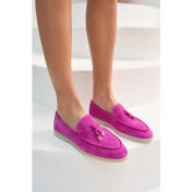 Resim Angelina Jones Furry Kadın Fusya Gercek Suet Ayakkabi 