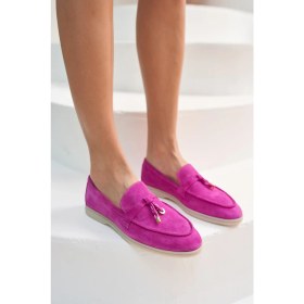 Resim Angelina Jones Furry Kadın Fusya Gercek Suet Ayakkabi 