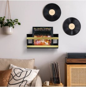 Resim MERZANA Modern Duvar Tipi Dergilik & Kitaplık – Şık Metal Detaylı Minimal Tasarım 