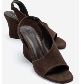 Resim Luvishoes Zyra Kahverengi Süet Kadın Dolgu Topuklu Ayakkabı 