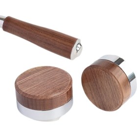 Resim Luminnaly 58,5 mm Kahve Tamper Kahve Dağıtıcı Alet Ceviz Kapaklı Espresso Düzleştirici Portafilter Espresso'ya Uygun (Yurt Dışından) 