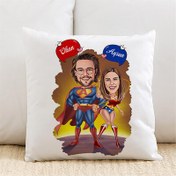 Resim Karikatürlü Her Konuda Kahraman Çiftler Yastık 