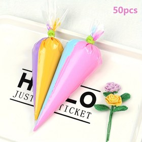 Resim 50 adet Çift Renkli Yaratıcı Krem Süzgeç Torbaları, 9 İnç & 12 İnç - Renkli Bağlarla Plastik Hamur Torbaları DIY Pişirme ve Pasta Süsleme için, Pasta Süsleme Malzemeleri|Canlı Süzgeç Torbaları|Plastik Süzgeç Torbaları, Pişirme Aksesuarları 