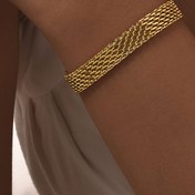 Resim 1 adet 304 Paslanmaz Çelik Bileklik, Çoklu Boyutlar 3mm, 6mm 18K Altın Kaplama Mesh Saat Bantı Şık Bileklik Erkek/Kadınlar İçin Uygun, Günlük Giyim İçin Uygun, Doğum Günü Hediyesi, Anneler Günü 