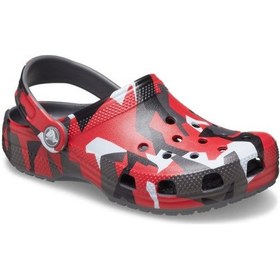 Resim Crocs 211171 Classic Geo Camo Clog K Kırmızı Çocuk Terlik Bej 