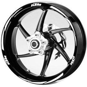 Resim Beyaz Ktm Yazılı 3 Parçalı Reflektif Beyaz Jant Şeridi 