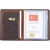 Resim Kişiye Isme Özel Deri Araç Ruhsat Kılıfı Kabı Camel (505980333) 