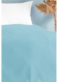 Resim Tek Kişilik Mavi Dama Desenli Pike. Damalı Otel Pikesi 160x230 