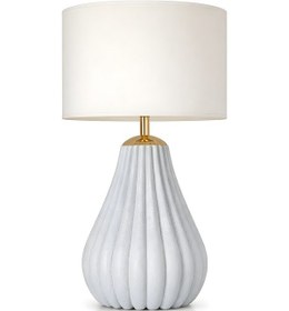 Resim Velora Gold Detaylı Açık Gri Gövde Krem Başlık Dekoratif Abajur Açık Gri 